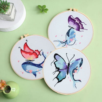 Whale And Butterfly Embroidery Kit