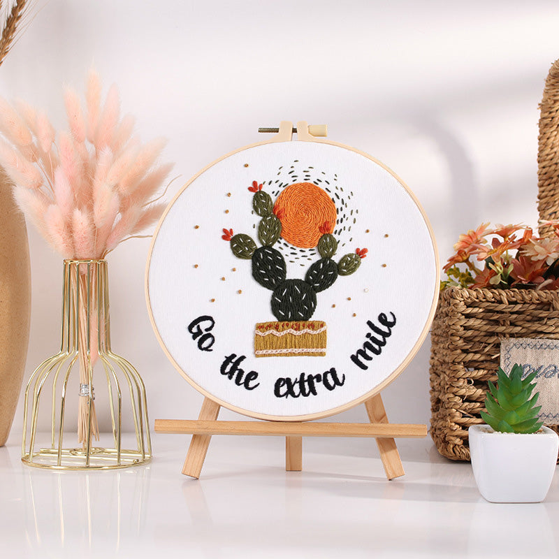 Motivational Cactus Embroidery Kit: Craft Your Inspiring Masterpiece