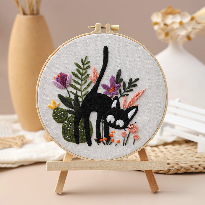Little Black Cat -Themed DIY Embroidery Kits