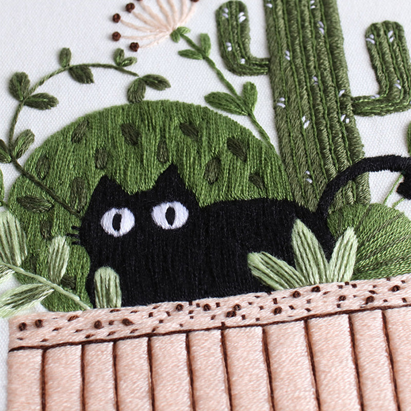 Holiday Cats Embroidery Kit for Beginners