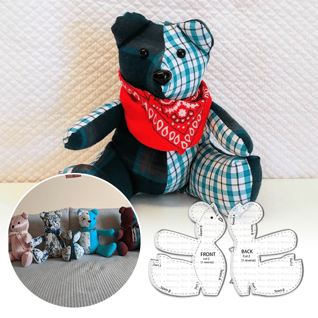 Simple Memory Bear Template Set - With Instructions