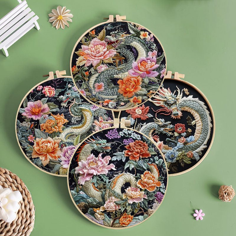 Dragon And Peony Embroidery Kit