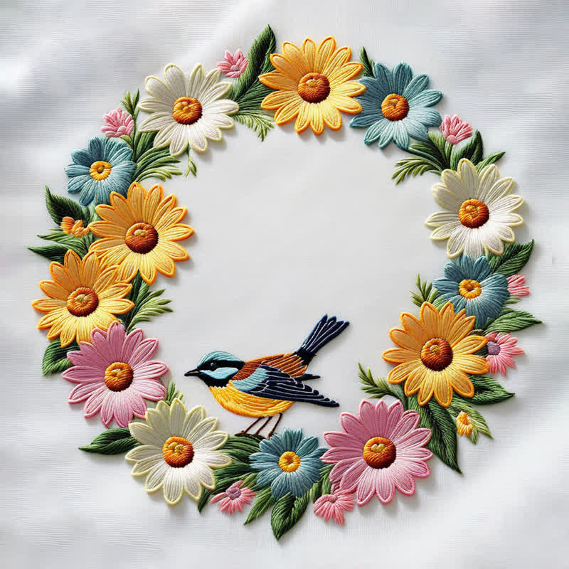 Rubbyoo Embroidery Kit - Garland And Birds