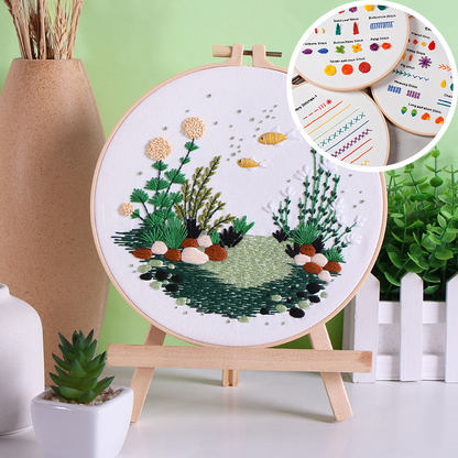 UrCustomHUB “Garden Beneath the Water” Embroidery Kit: Where Fish, Ferns, and Flowers Come Alive