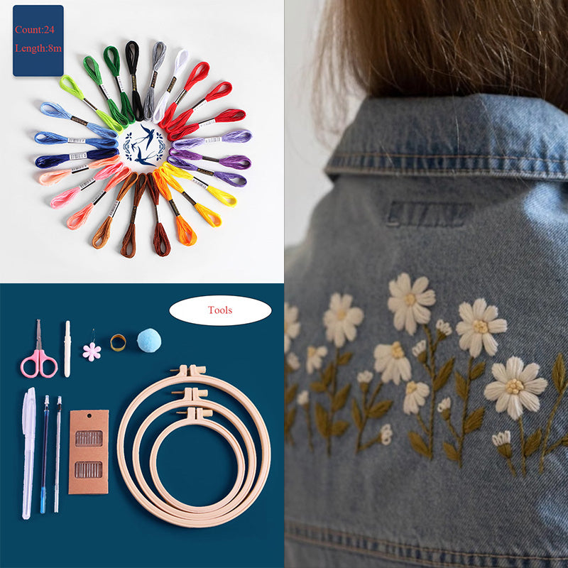 DIY Water-Soluble Printed Denim Large And Small Embroidery