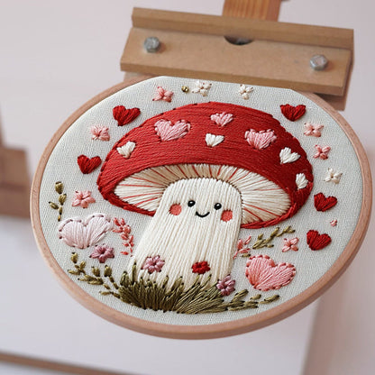 Rubbyoo Embroidery Kit -Heartfelt Mushroom | Hand Stitch For Craft Lover