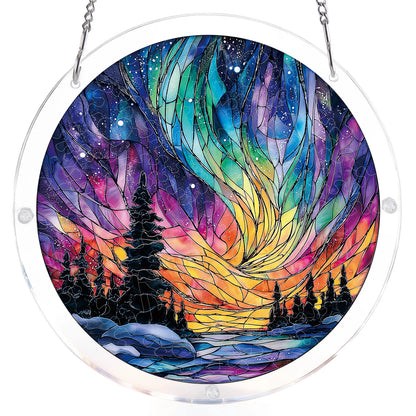 Snowy Aurora Night Light Suncatcher-Acrylic Window Art