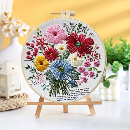 Rainbow Wildflower Bouquet Embroidery Kit