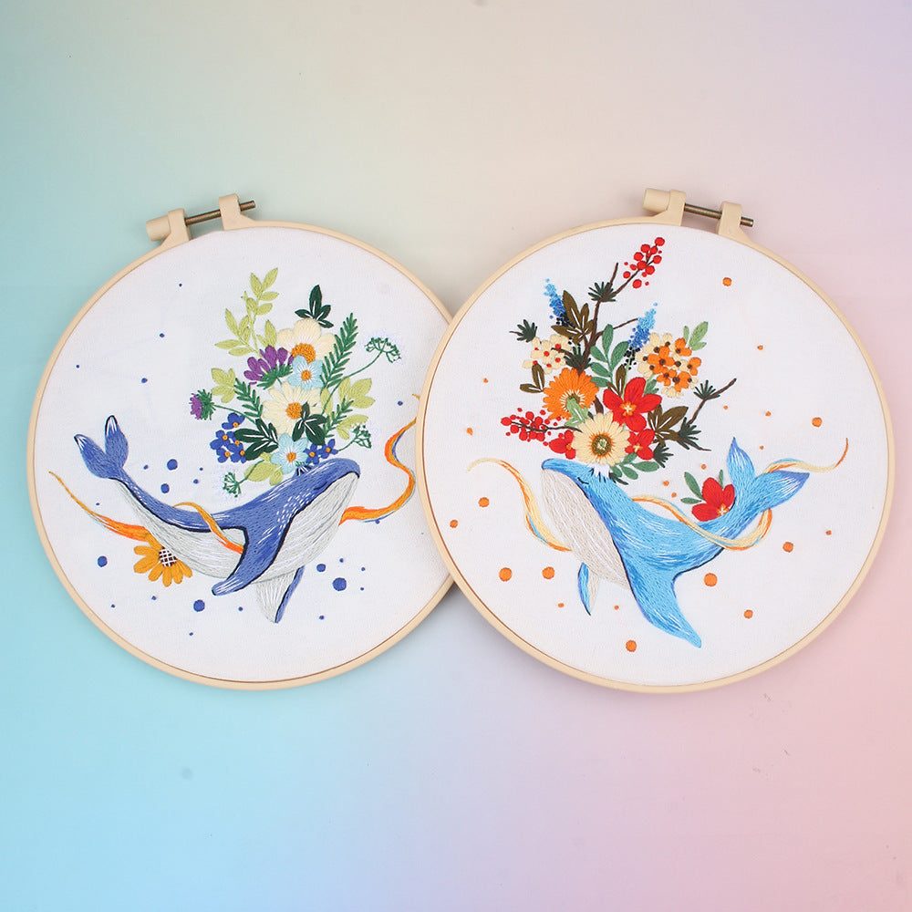 Floral Whale - Themed DIY Embroidery Kits