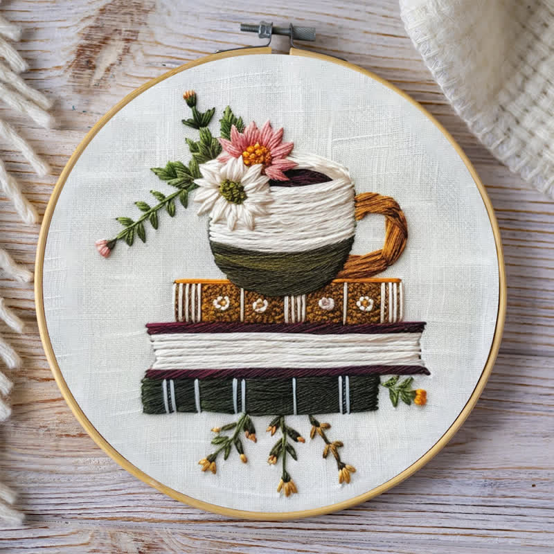Rubbyoo Embroidery Kit - Books and Flowers