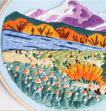 UrCustomHUB Scenic Serenity Embroidery Kit: Let Every Stitch Paint a Landscape