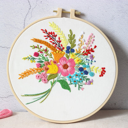Floral Bouquets Embroidery Kit: Craft Your Nature-Inspired Masterpiece