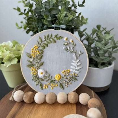 Rubbyoo Embroidery Kit- Delicate  Wreath | For Craft Lover Hand Stitch
