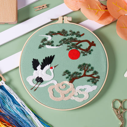 Cranes and Peonies -Themed DIY Embroidery Kits