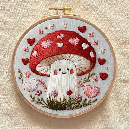 Rubbyoo Embroidery Kit -Heartfelt Mushroom | Hand Stitch For Craft Lover