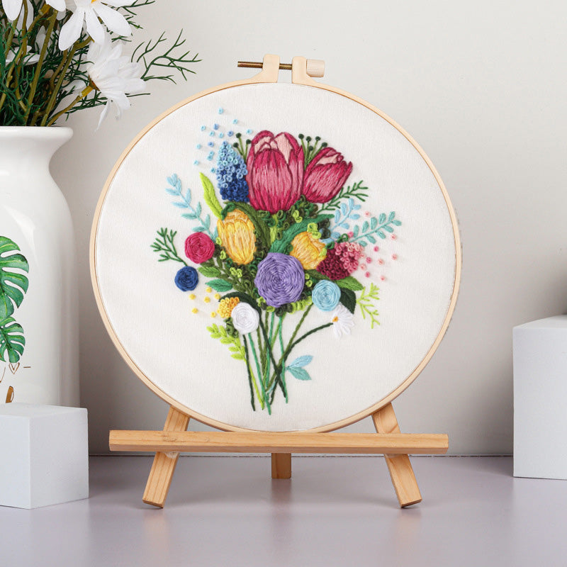 Embroidery Hoop Flowers Gift Kit for Beginner