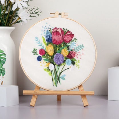 Embroidery Hoop Flowers Gift Kit for Beginner