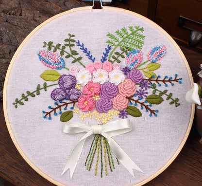 Floral Bouquets Embroidery Kit: Craft Your Nature-Inspired Masterpiece
