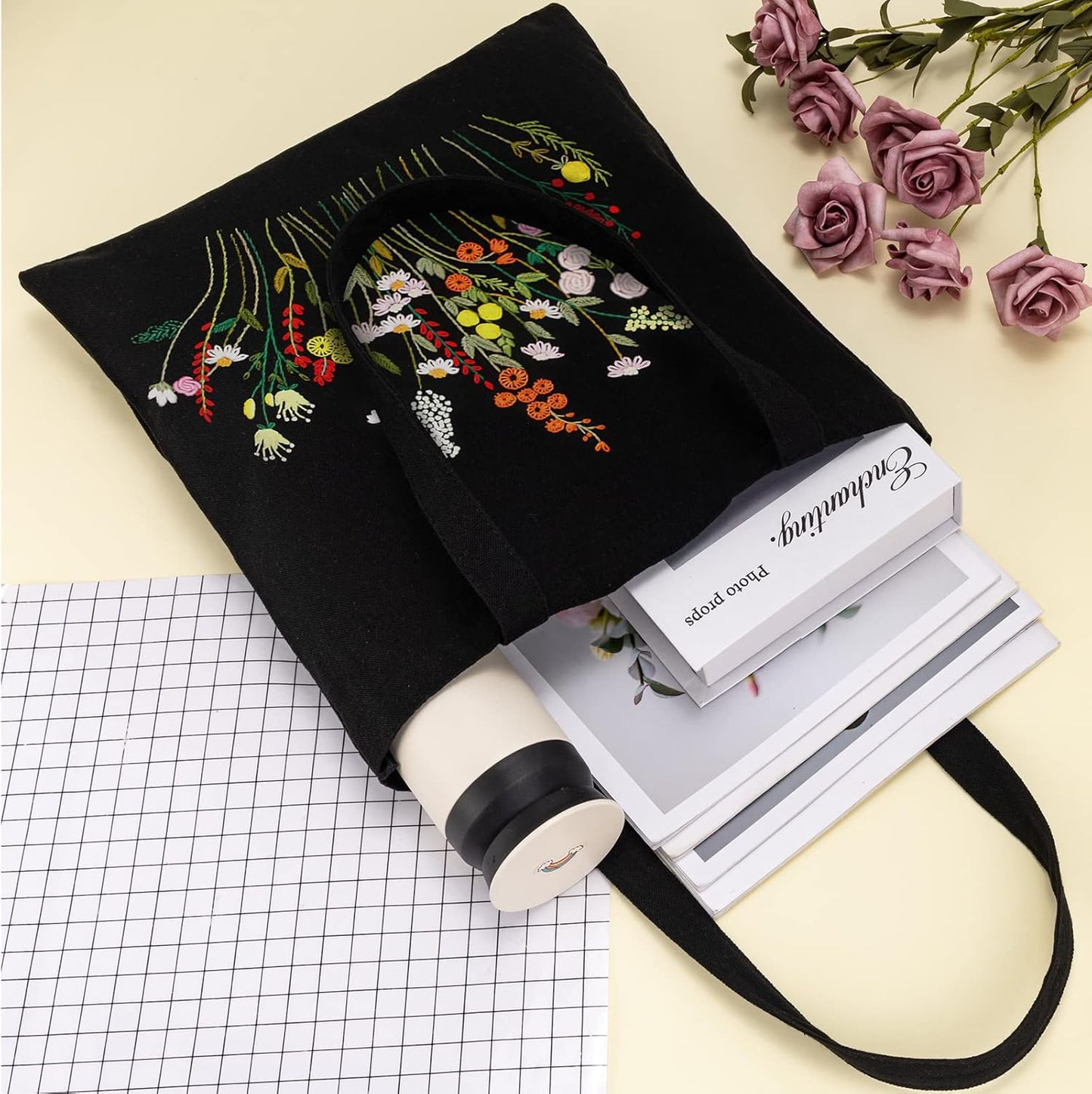 Wild Garden Embroidered Canvas Bag: Embroider Your Unique Style
