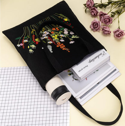 Wild Garden Embroidered Canvas Bag: Embroider Your Unique Style