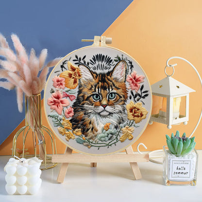 Cats And Carnations Embroidery Kit