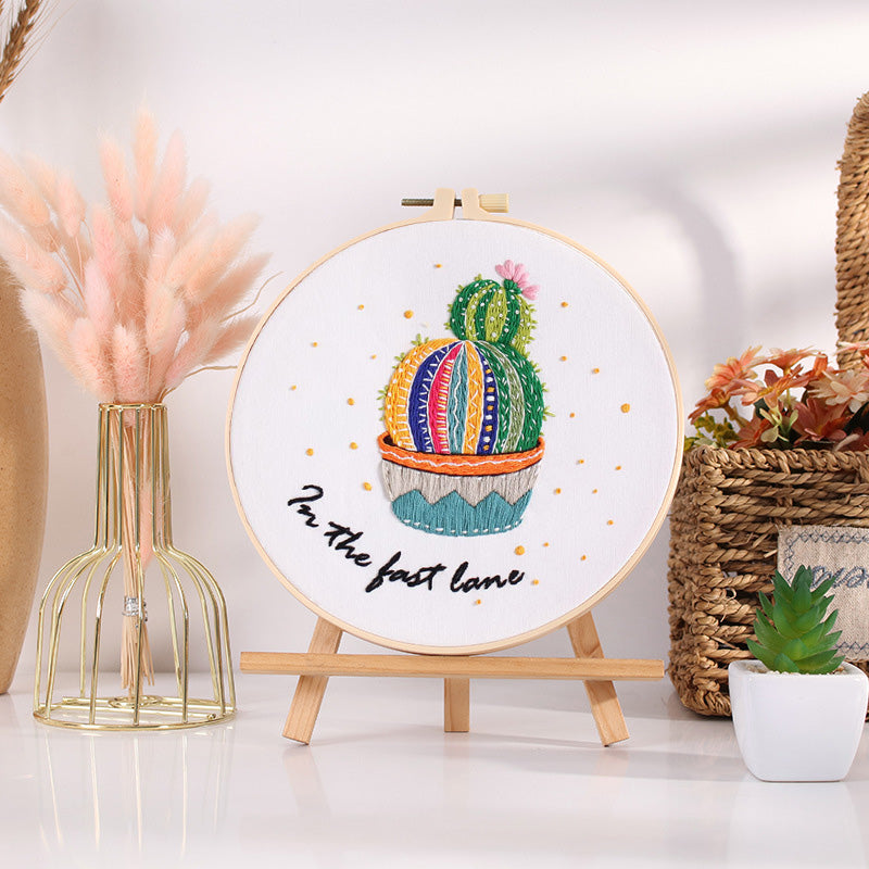 Motivational Cactus Embroidery Kit: Craft Your Inspiring Masterpiece