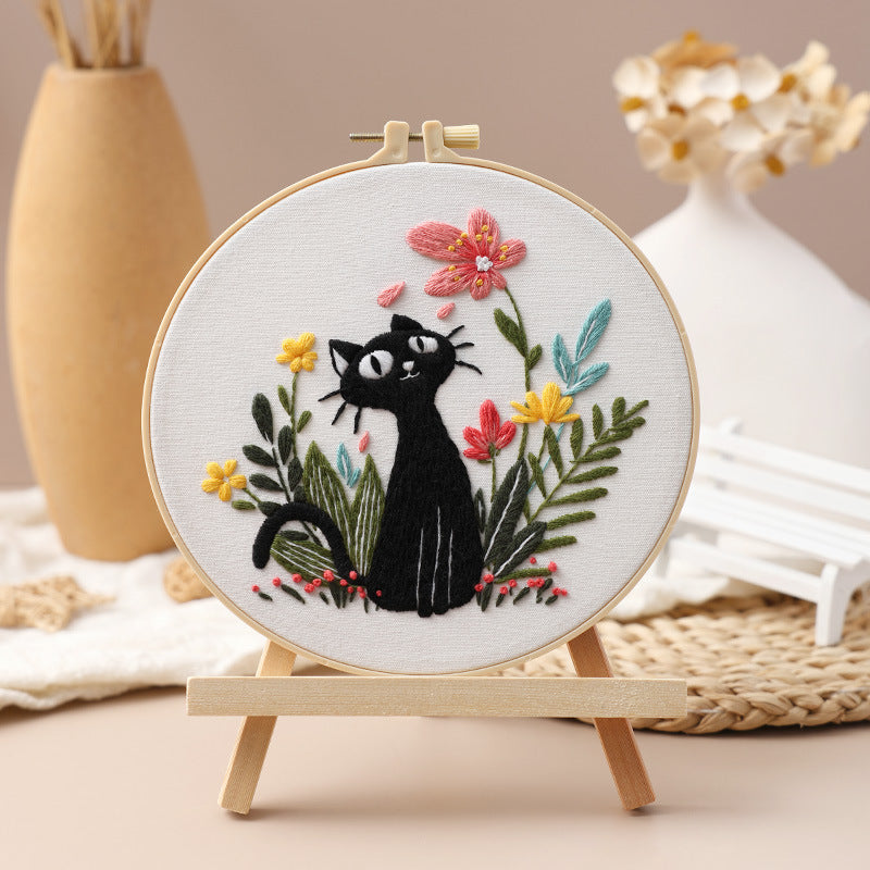 Little Black Cat -Themed DIY Embroidery Kits