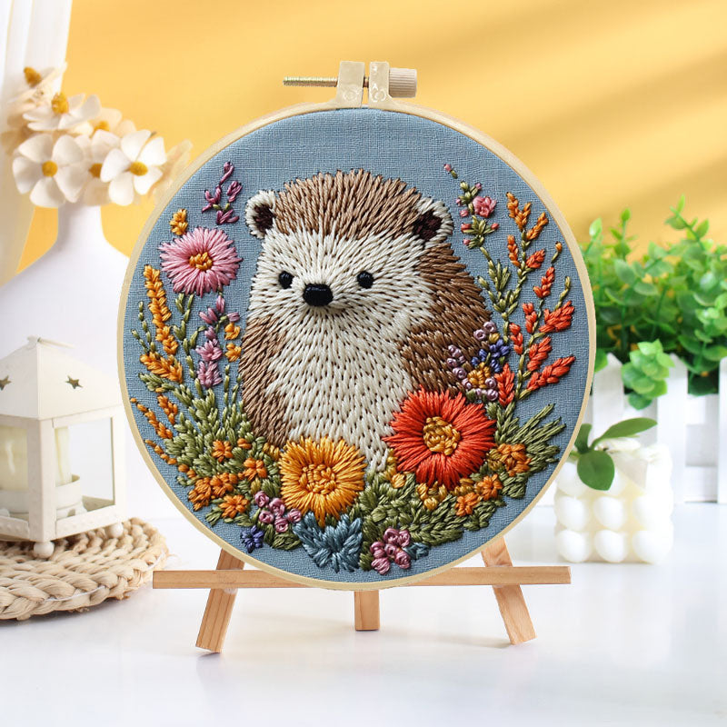 Hedgehog And Wildflower Embroidery Kit