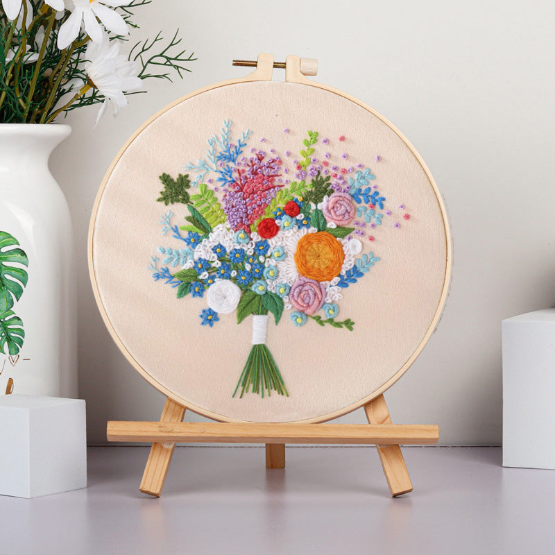 Embroidery Hoop Flowers Gift Kit for Beginner
