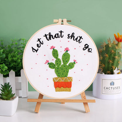 Vibrant Cactus Quote - Themed DIY Embroidery Kits