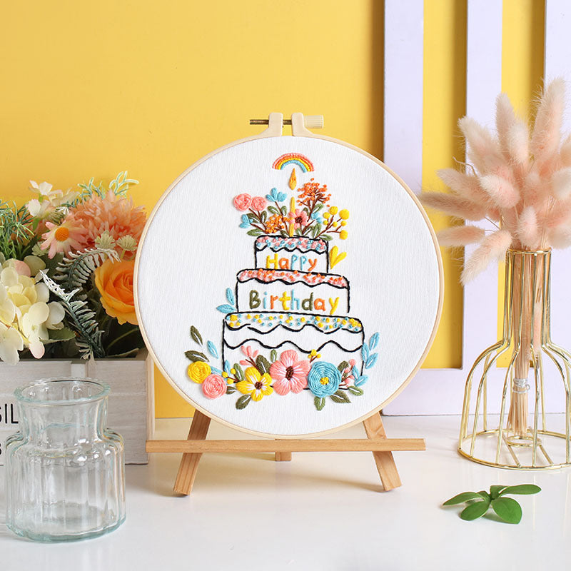 Birthday Cake Bloom - Themed DIY Embroidery Kits
