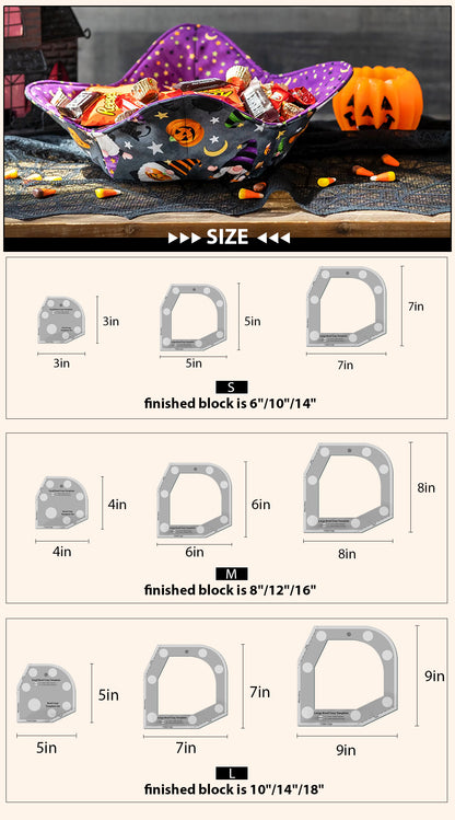 Halloween Bowl Cozy Template Cutting Ruler Set - 2PCS (With Instructions)