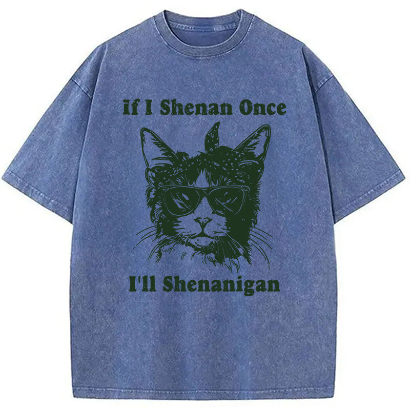 St. Patrick's Day Elegant Cat Washed T-Shirt