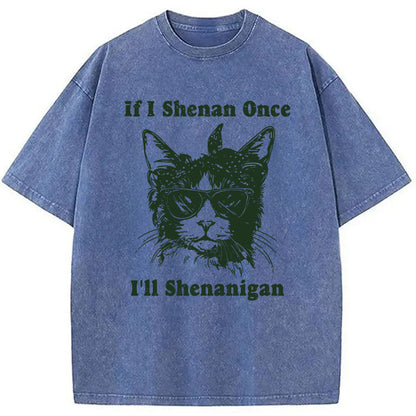 St. Patrick's Day Elegant Cat Washed T-Shirt