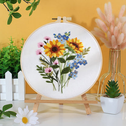 Flower With Colorful Background - Themed DIY Embroidery Kits