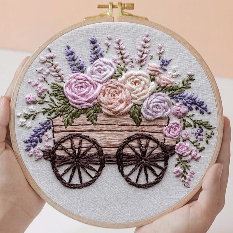 Rubbyoo Embroidery Kit -Floral Wagon | DIY Craft Kits Cozy Crafts