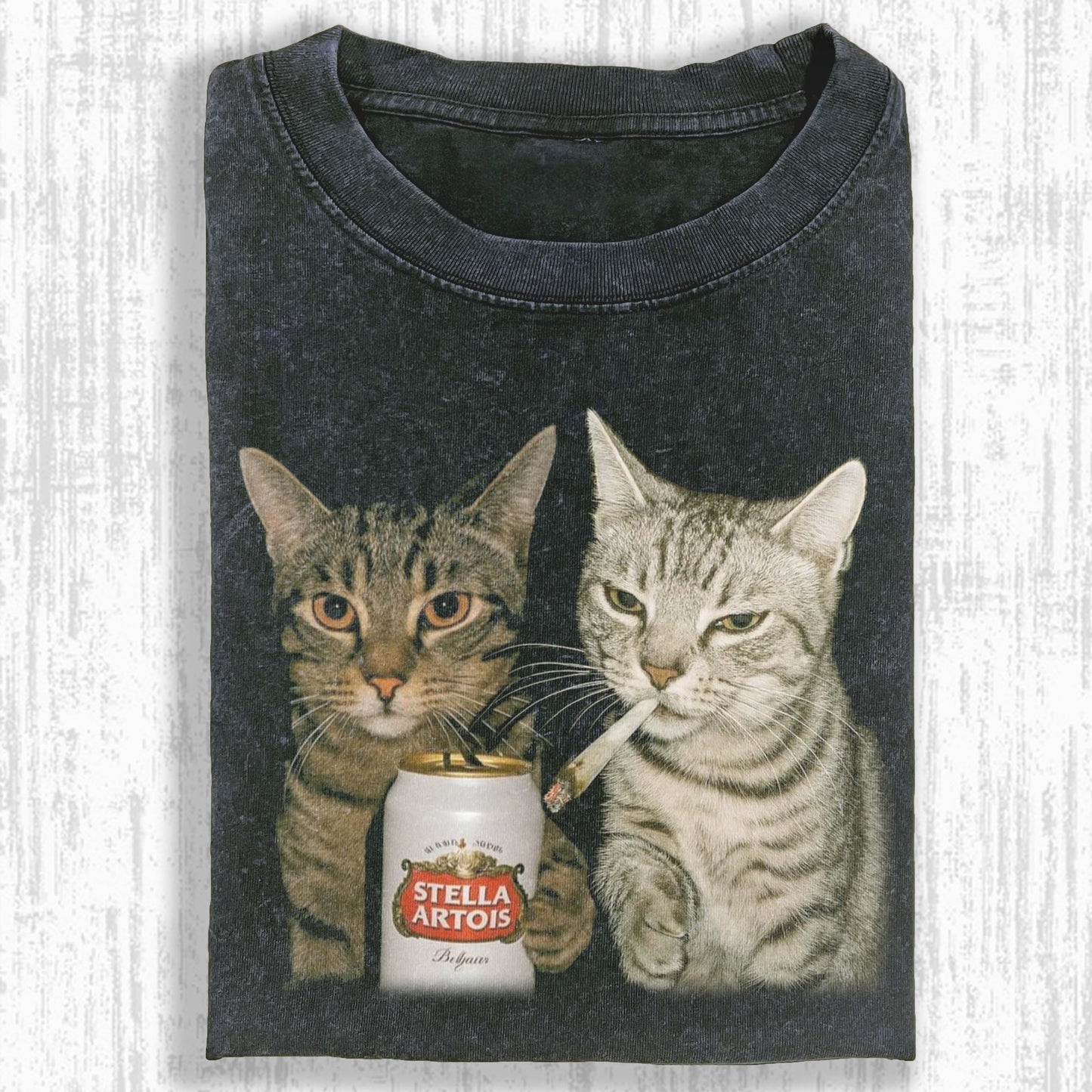 Cats with Stella Artois Beer Graphic T-shirt