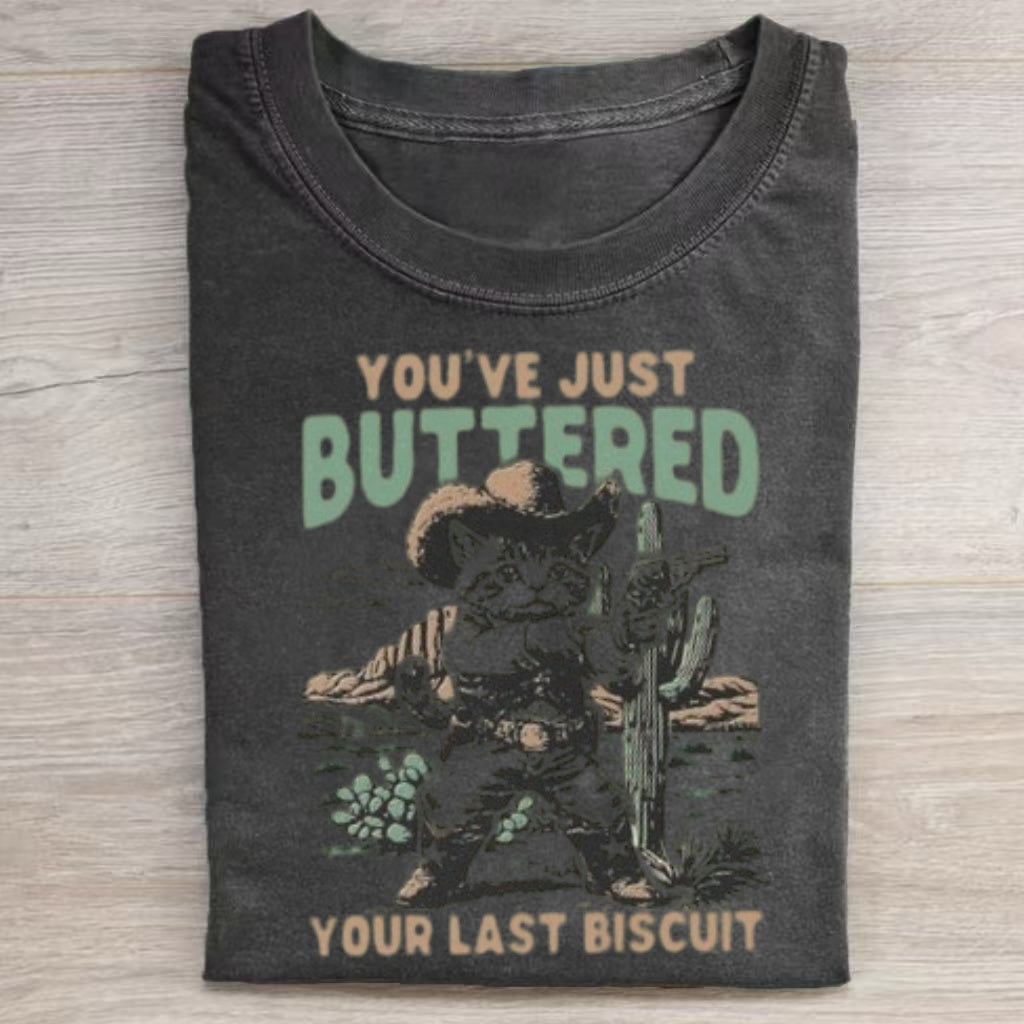 "Buttered Biscuit" Cowboy Cat Western T-Shirt