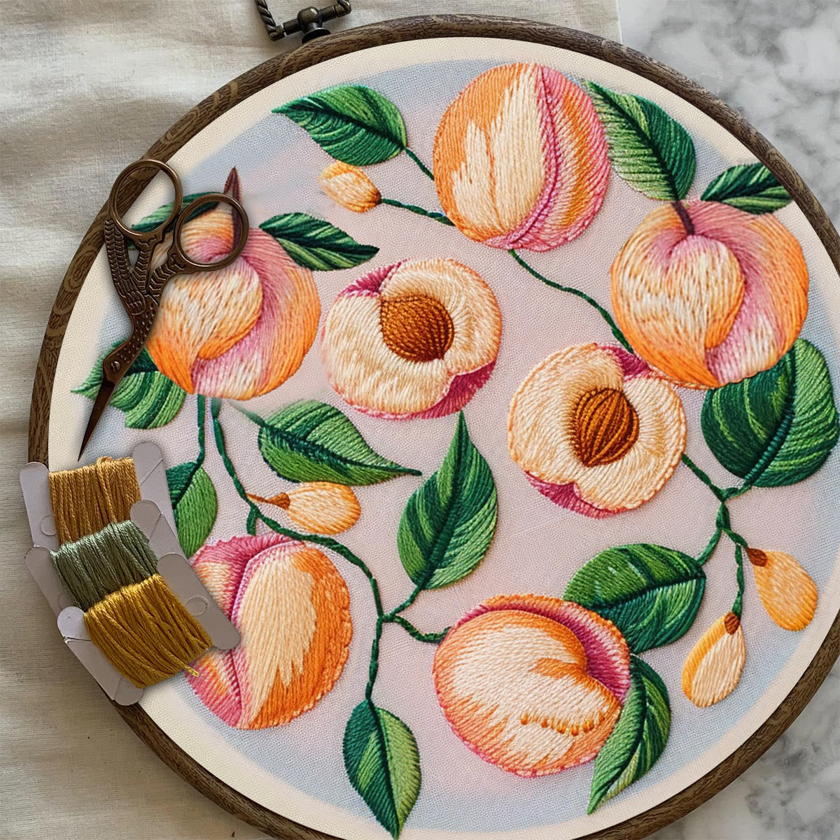 Rubbyoo Embroidery Kit-  Peach Petals