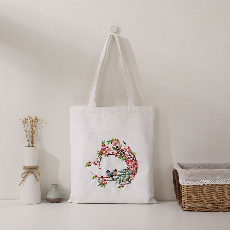 Spring Song Embroidery Canvas Bag: Embroider Your Unique Style