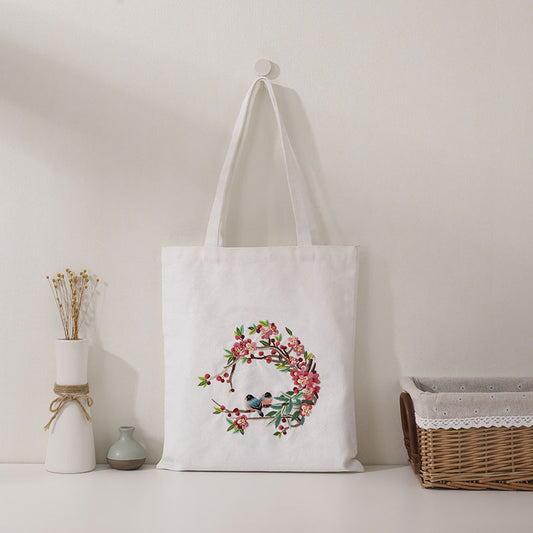 Spring Song Embroidery Canvas Bag: Embroider Your Unique Style