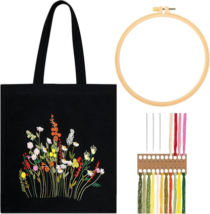 Wild Garden Embroidered Canvas Bag: Embroider Your Unique Style