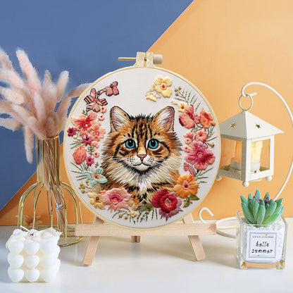 Cats And Carnations Embroidery Kit