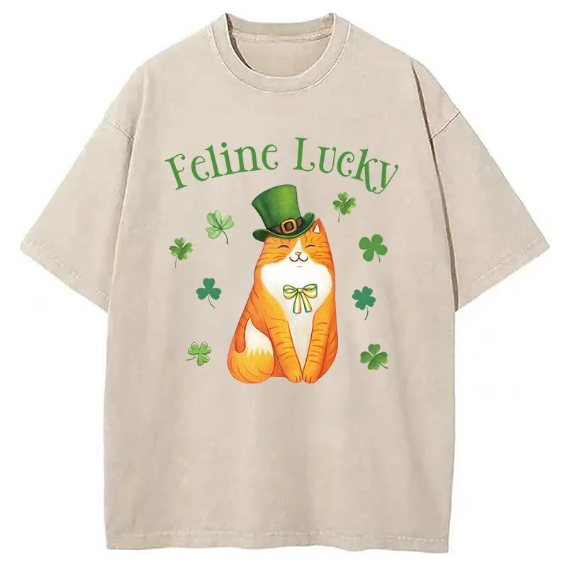 Lucky Irish Cat Washed T-Shirt