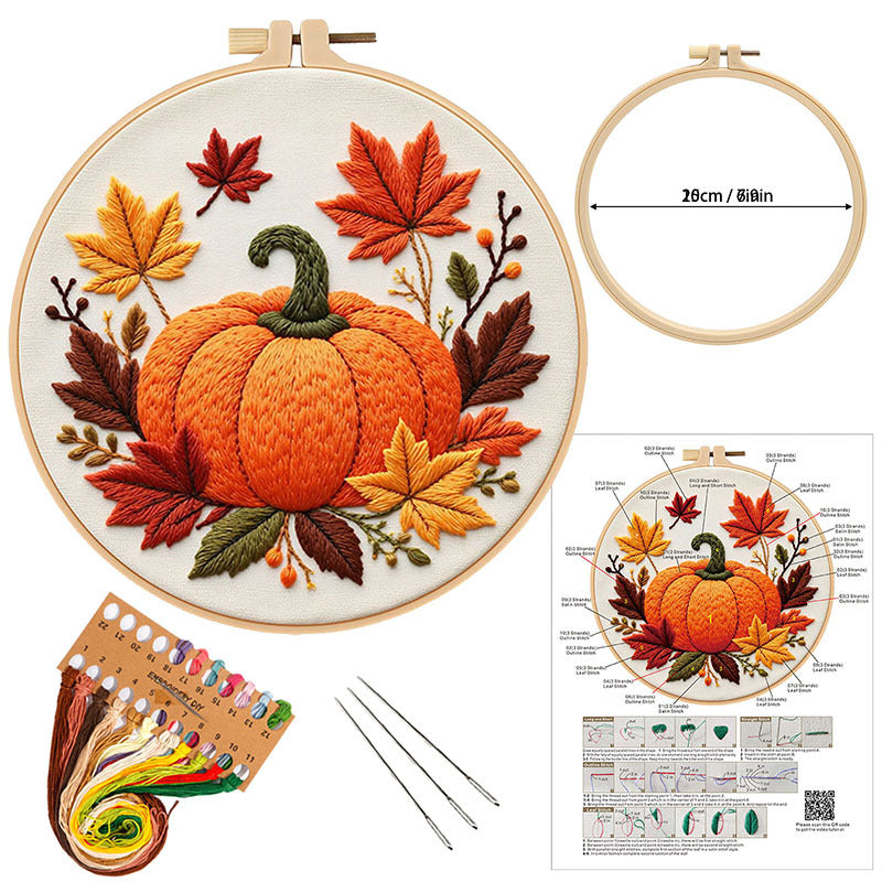Autumn Leaf Pumpkin -Themed DIY Embroidery Kits