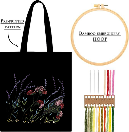 Lavender Field Embroidery Tote: Embroider Your Unique Style