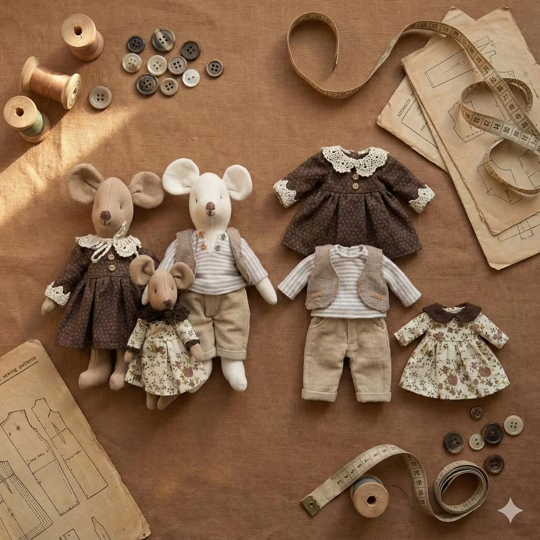 Mouse Family Sewing Template Set + With Instructions