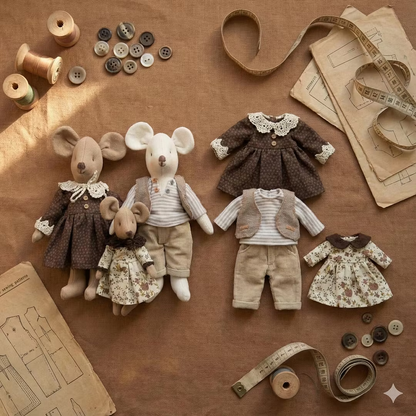Mouse Family Sewing Template Set + With Instructions