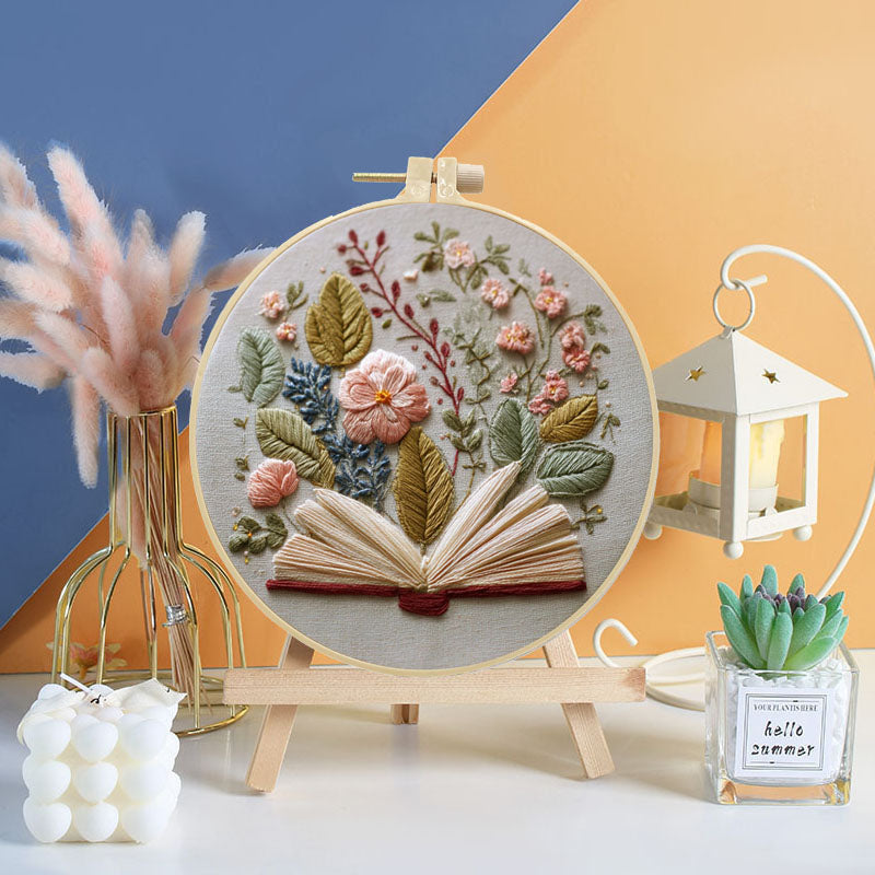 Book And Bloom Embroidery Kit