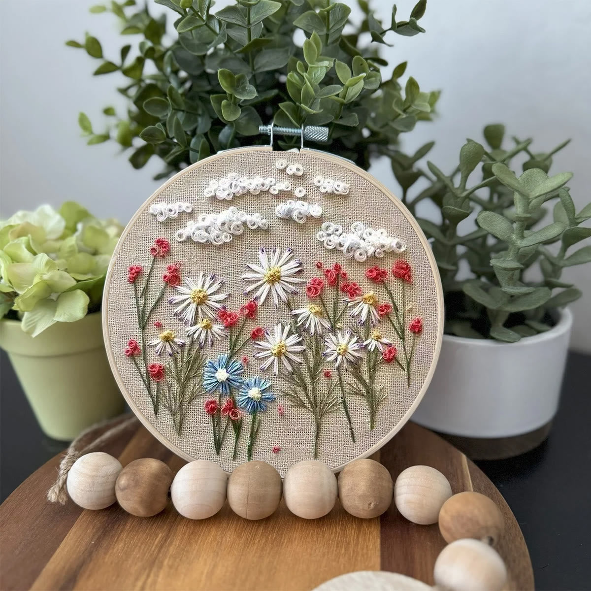 Rubbyoo Embroidery Kit- Daisy Pattern | Embroidery Kit For Beginner,Modern Embroidery